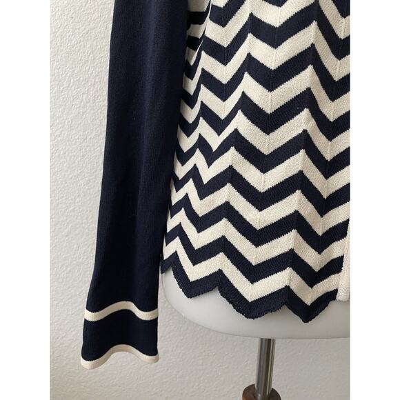 St. John Knit Sweater Cardigan Chevron Zig Zag Zip Front Color Block - Picture 5 of 13